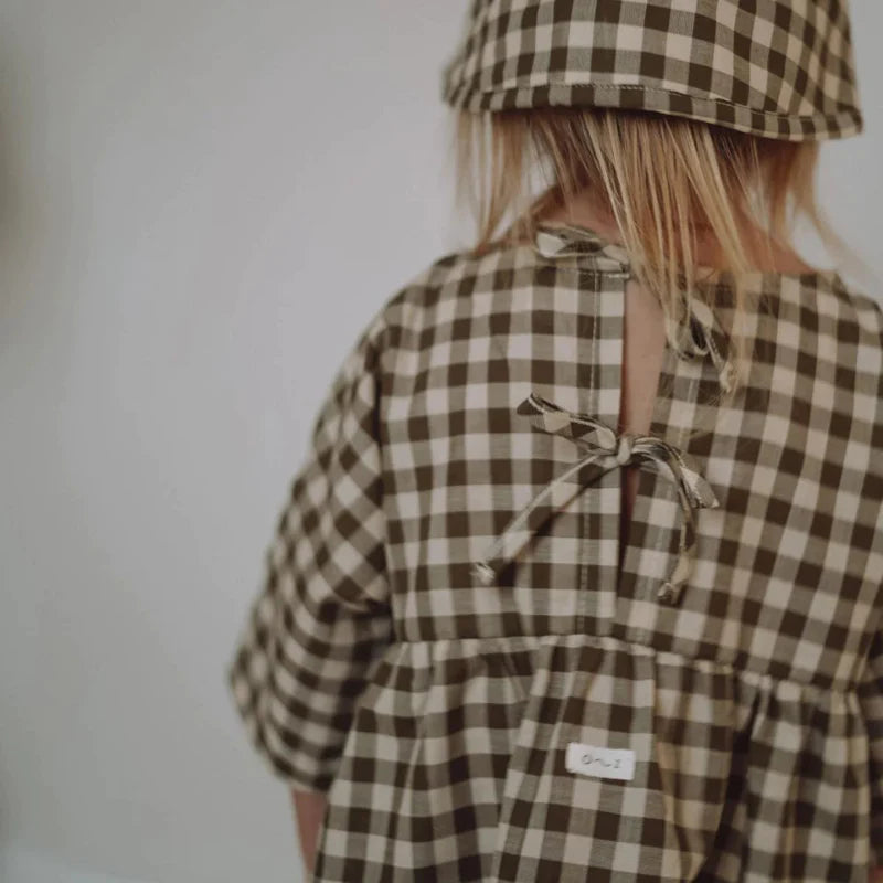 Olive Gingham Bella Dress
