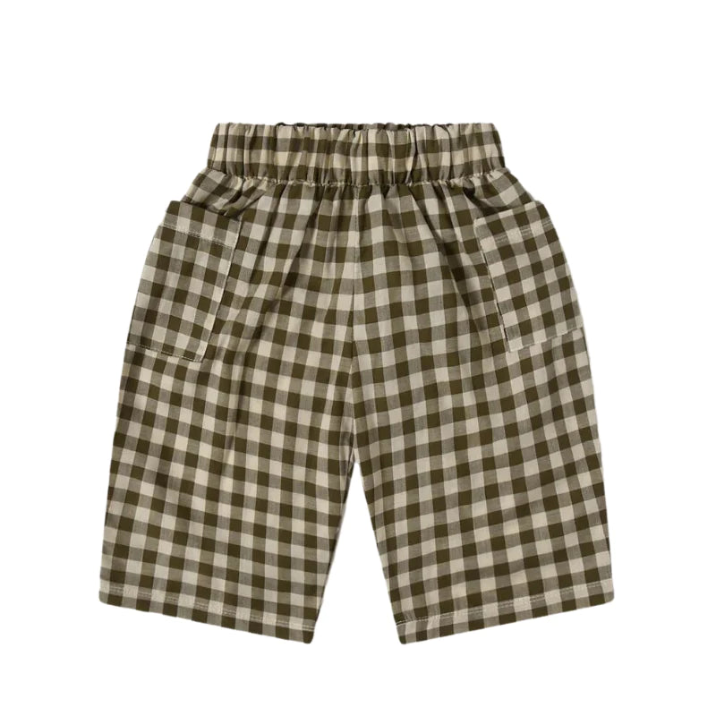 Olive Gingham Fisherman Pants
