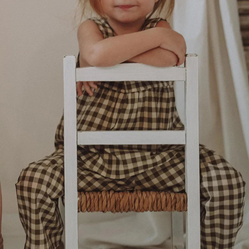 Olive Gingham Fisherman Pants