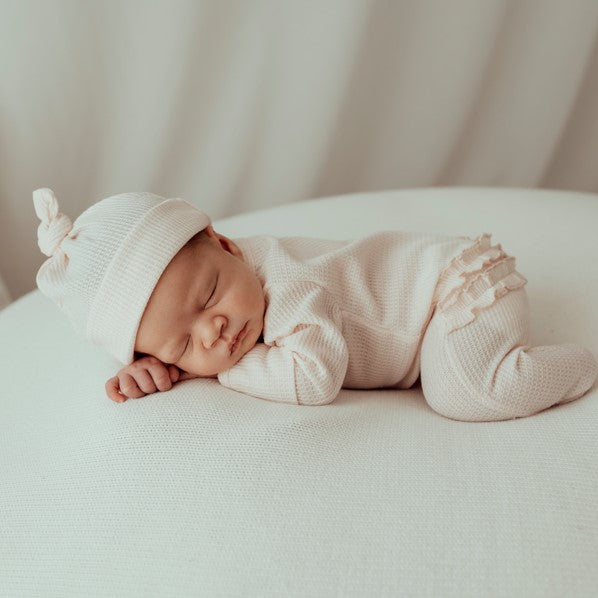 My First Outfit - Flutter Bum Footed Overalls & Topknot Set