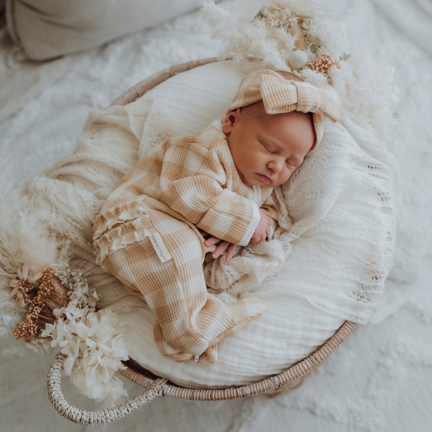 My First Outfit - Flutter Bum Footed Overalls & Topknot Set