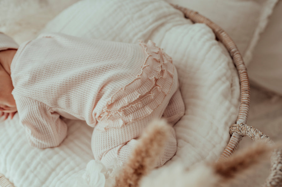My First Outfit - Flutter Bum Footed Overalls & Topknot Set