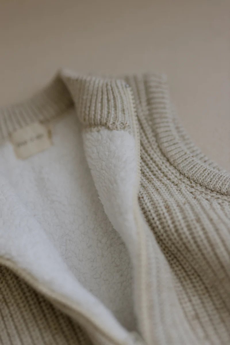 Oatmeal Spec Knitted Sherpa Vest