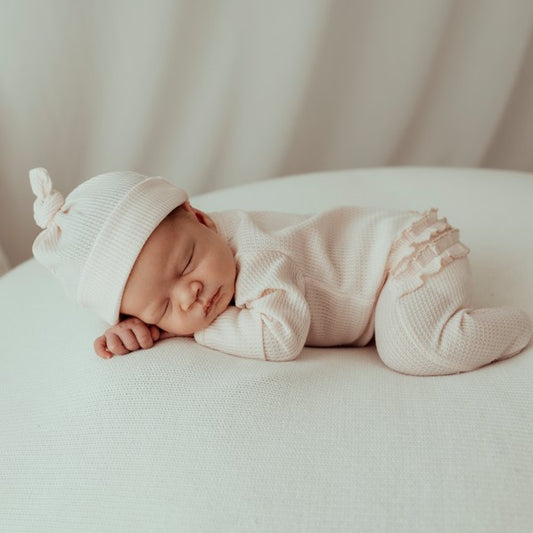 My First Outfit - Flutter Bum Footed Overalls & Topknot Set