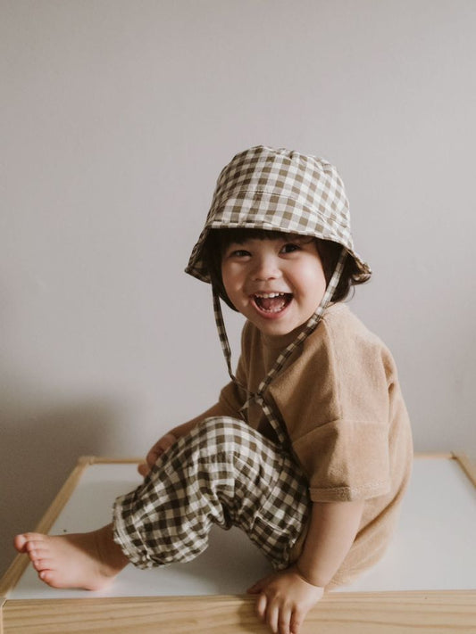 Olive Gingham Fisherman Pants