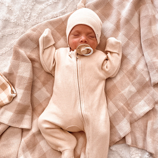 My First Outfit - Footed Overalls & Beanie Set