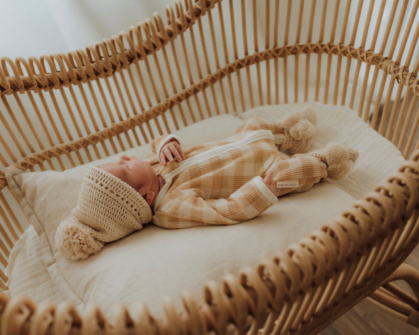 My First Outfit - Flutter Bum Footed Overalls & Topknot Set