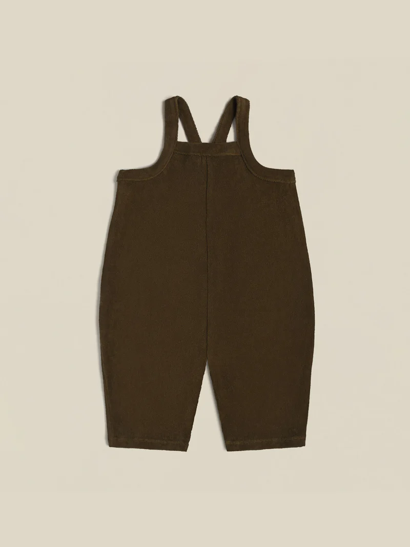 Olive Terry Cropped Dungarees