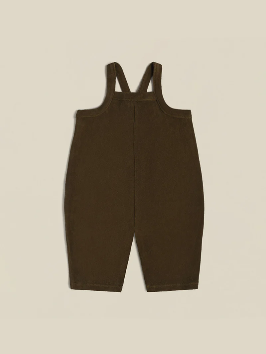 Olive Terry Cropped Dungarees